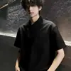 Camiseta de Comercio Exterior Estilo Americano con Cremallera Diagonal y Cuello Alto para Hombre, Diseño de Verano, Corte Boxy de Manga Corta de Nicho, Hombro de Ajuste Regular, Fresca y Elegante de Media Manga