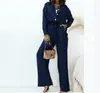 Conjunto Casual de Camisa de Manga Longa Amassada Plus Size e Calça Wide Leg Transfronteiriço, Estilo Europeu e Americano Solto, Outono e Inverno, Conjunto Elástico Feminino de Comércio Exterior