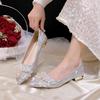 Zapatos de Banquete de Tacón Alto Primavera y Verano 2025 Nuevos Versátiles Punta Afilada Stiletto Cristal Moda Zapatos de Mujer