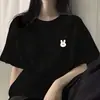 Camiseta de Manga Curta 100% Algodão Popular na Internet Estilo Ins para Estudantes Femininas Estilo Coreano Solta Versátil Emagrecedora Distinta Top BF Camiseta