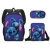 Novo produto: Mochila Escolar de Desenho Animado, Mochila de Estudante de Poliéster, Estojo Simples Infantil, Pequena Bolsa de Ombro, Conjunto de Três Peças