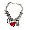 Collar de Borlas Rojas Amor Dulce Chica Picante Moda Lujo Ligero Industria Pesada Cadena de Clavícula de Gama Alta Joyería de Diseño Nicho