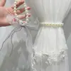 Par de alças de cortina de pérola, alça simples moderna de fita de fio branco, fivela de cortina, cinto de armazenamento fixo
