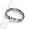 Pulseira Corrente Positiva e Negativa de Aço Titânio Tendência Europeia e Americana Pulseira Masculina Pulseira com Fivela Magnética de Corrente Dupla Quadrada Tecida de Aço Inoxidável