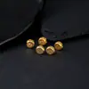 Plata S925 Chapada en Oro de 24 Quilates Cuerpo Completo Dios de la Fortuna Verde Flor Pequeña Agujero Recto Accesorio DIY Clásico Nuevo Estilo Chino Retro Versátil