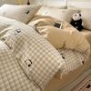 Set de cama de cuatro piezas de algodón 100% puro de dibujos animados para todas las estaciones, sábanas, funda de edredón, sábanas ajustables, juego de cama de tres piezas para dormitorio 4
