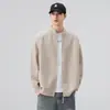 Suéter de Color Sólido para Hombre 2025 Otoño e Invierno Nuevo Estilo Tejido Perezoso de Alta Gama Casual Chaqueta Cardigan Beige Negro en Stock