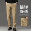 Pantalones casuales de color gris oscuro de marca importada francesa para hombre, pierna recta holgada, elásticos, transpirables, nueva llegada de primavera