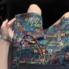 Pantalones Cortos de Punto Retro Americanos para Hombre, Diseño de Graffiti de Verano, Pantalones de Cinco Puntos, Bermudas de Playa Estilo Hawaiano