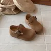 Zapatos Birkenstock retro para niños, nueva colección primavera y otoño 2026, estilo coreano, zapatos casuales de cuero para niñas, mocasines para niños, zapatos de vestir