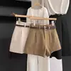 Shorts Casuais Femininos de Verão 2026, Estilo Coreano Ins, Retro de Hong Kong, Simples, Cintura Alta, Modelo A, Perna Larga