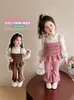 Traje de Primavera Estilo Francés para Niñas Traje Coreano para Niños Falso Dos Piezas Camisola Camisa de Muñeca Pantalones Acampanados Casuales para Niñas Primavera y Otoño