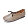 Sapatos Rasos Redondos Estilo Menina da Floresta com Solas Lisas Macias, Sapatos Femininos de Couro Genuíno, Sapatos Vovó de Couro Bovino