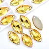 Accesorios de Diamante Irregulares Cosidos a Mano con Borde Biselado de Vidrio Marquise Hebilla Plana Galvanizada Fondo Plano Artículos Creativos para Decoración de Zapatos, Sombreros y Ropa DIY