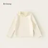 Ropa para Niños Youbao Cuello Ondulado Camiseta Básica para Niños Color Sólido Versátil Ropa Interior para Bebé Top para Niños Pequeños Camiseta de Manga Larga para Niñas