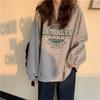Moletom Super Popular com Forro de Fleece Feminino, Adequado para Primavera, Outono e Inverno, Espessado, Modelagem Solta, Estilo Coreano, Estilo Vintage Hong Kong, Chique, Blusa/Jaqueta Plus Size