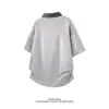 Camiseta de Manga Corta con Cuello Turn-Down Falsa de Dos Piezas para Hombre, Nuevo Estilo de Verano, Camisa Holgada Casual de Media Manga, Top Versátil de Estilo Americano para Viajar al Trabajo