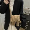 Bolsa Quadrada Pequena de Mão com Franja Personalizada no Atacado Bolsa Feminina 2025 Inverno Nova Bolsa de Ombro Quadrada Pinça Retro Bolsa Transversal para o Dia a Dia