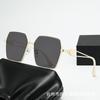 2024 Nuevas Gafas de Sol de Moda Irregulares con Degradado y Patillas Huecas Gafas de Sol de Metal para Protección Solar Street Shot para Mujer
