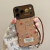 Cordón con pegatina floral apto para funda de teléfono Apple 18pm iphone17 nuevo de mujer 16 retro 15 Otoño/Invierno 13 mujeres