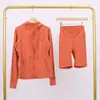 Conjunto de Sudadera con Capucha y Shorts Lulu Df, Chaqueta Ajustada Elástica con Cremallera Dorada, Ropa para Fitness y Yoga