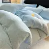 Juego de Ropa de Cama Simple de Vellón de Leche de Cuatro Piezas Invierno Coral Franela Funda Nórdica Sábana 2026 Nuevo Juego de Tres Piezas