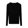 Suéter de lã 60 fios, blusa feminina de malha canelada para outono e inverno, versátil estilo francês, gola alta, justa, manga longa, base