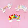 Decoración para Pastel Nubes Arcoíris Impresión a Color Decoración para Pastel Feliz Cumpleaños Enchufe Decoración para Pastel Unicornio Inserto
