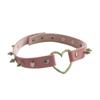 Punk europeo y americano Harajuku hermana suave collar de cuero con remaches puntiagudos collar de amor con corazón de durazno cadena para clavícula gargantilla outlet de fábrica