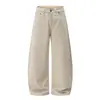 Calça comprida larga de cor sólida Cleanfit para homens, estilo high street moderno, silhueta curva casual, calça de trabalho com vibe