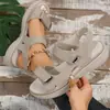 Moda Transfronteriza Europea y Americana Nuevas Sandalias de Cuña, Sandalias de Velcro de Verano para Mujer, Estilo Deportivo, Ligeras, Venta al por Mayor, Tallas Grandes