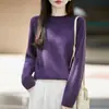 Outono Inverno 2026 Simples Gola Redonda Casual Quente Manga Longa Camada Base Top Suéter de Tricô Feminino Peça Única Sem Costura Top para Usar por Baixo