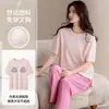 [Algodón Puro] Pijama de Estilo Nuevo para Mujer, Verano Manga Corta Pantalón Largo, Estilo Delgado, 100% Algodón, Ropa de Casa Linda de Dibujos Animados, Se Puede Usar Afuera