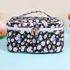 Bolsa de Cosméticos Personalizada, Bolsa de Cosméticos Cuadrada Floral Portátil, de Aspecto Elegante, Bolsa de Aseo de Gran Capacidad, Bolsa Portátil para Almacenamiento de Cuidado de la Piel