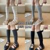 Meias Femininas Largas de Outono e Primavera Estilo Miu Polainas Cinzas com Pé Meias de Cano Longo Meias Femininas Estilo Ballet Meias de Algodão Atacado