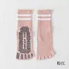 Calcetines de yoga de cinco dedos, calcetines profesionales de Pilates, calcetines de algodón antideslizantes de silicona para mujer, calcetines de rayas de cinco dedos para deportes de interior y fitness
