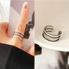 Anillo de Diseño Trendy Estilo Ins que no se desvanece, chapado en Plata S925, con Cadena Abierta Ajustable Retro Hip-Hop