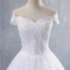 Vestido de Novia Blanco Estilo Europeo con Apliques de Encaje, Vestido de Baile Hombros Descubiertos, Vestido de Novia con Lazo a la Cintura