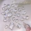 Nuevos Adornos de Diamante para Manicura Super Brillantes Transparentes Dulces Diamante Brillante Adornos para Uñas Taladro Largo Recto Cuadrado Corazón Torcido Largo Ángulo Recto Derecho