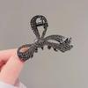Horquilla con lazo de diamantes de imitación negros, horquilla para el pelo de alta calidad, pinza de tiburón, accesorios para el cabello con volumen para múltiples temperamentos