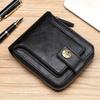 Nueva Cartera para Hombre Corta de Moda Horizontal con Cremallera Hebilla de Metal Billetera para Monedas Múltiples Tarjetas Cartera de Certificado Multifunción