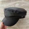 Gorra Octagonal de Cuero PU Retro para Mujer Estilo Británico Moda Temperamento Gorra Plana Hace que las Caras Grandes Parezcan Más Pequeñas Boina Gorra de Periódico