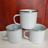 Caneca de esmalte com borda prateada transfronteiriça com LOGO impresso caneca de presente publicitário caneca grossa estilo antigo nostálgico