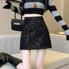 Falda de Lentejuelas Estilo Chanel Otoño/Invierno 2026 para Mujer Cintura Alta Adelgazante Línea A Corta Falda Lápiz Versátil de Lentejuelas