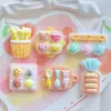 Sacos Fofos para Pão de Cozinha, Copos de Água, Bandejas de Sobremesa, Presilhas de Cabelo com Cola de Creme DIY, Grampos de Cabelo, Materiais de Decoração Squishy