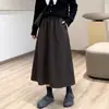 ¡Contrarresta el pedido! ¡Falda de botón tridimensional estilo Hepburn! Tela de lana europea otoño e invierno falda larga elegante para mujer