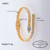 Serie con Forma de Serpiente Dorada, Diseño de Cabeza y Cola de Serpiente con Diamantes, Pulsera de Acero Inoxidable, Pulsera que Conserva el Color y No Alérgica, Se Puede Usar en la Ducha
