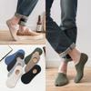 Nuevos calcetines casuales de color liso para hombre, imitación de doble puntada recta, calcetines tipo barco, calcetines de algodón transpirables, calcetines para hombre, venta directa de fábrica