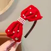 2025 Nova Faixa de Cabelo Infantil Meninas Vermelha Adereço de Cabeça de Ano Novo Bebê Princesa Elegante Presilha de Cabelo Meninas Acessórios de Cabelo