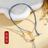 Cordão de Pingente Delicado DIY Feito à Mão Pingente de Jade Pingente Dourado Fivela de Segurança Corrente de Pescoço Estilo Antigo